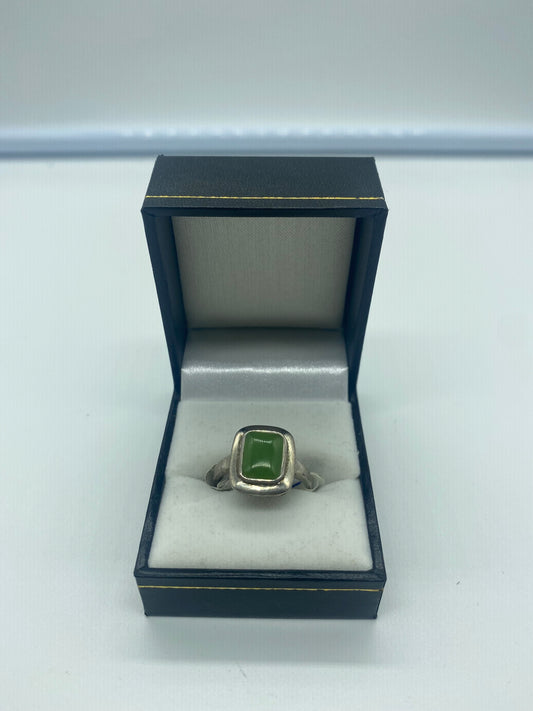 Silver Set Jade Rings #1