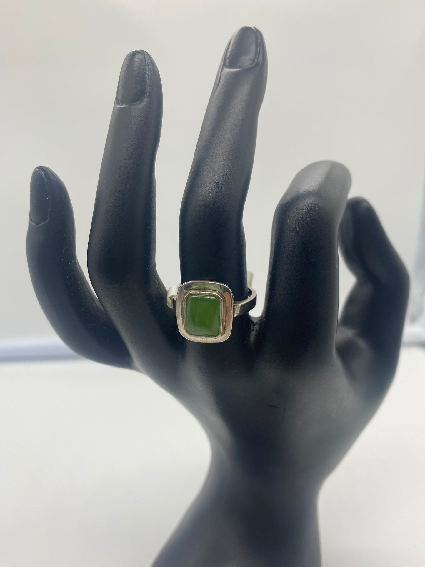 Silver Set Jade Rings #1