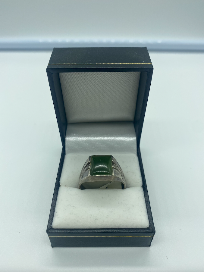 Silver Set Jade Rings #1