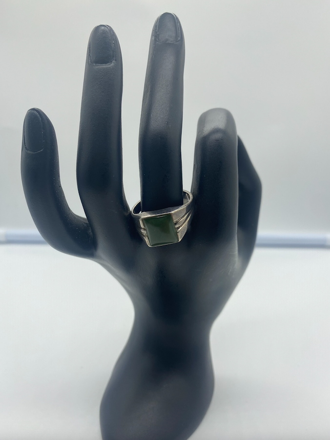 Silver Set Jade Rings #1