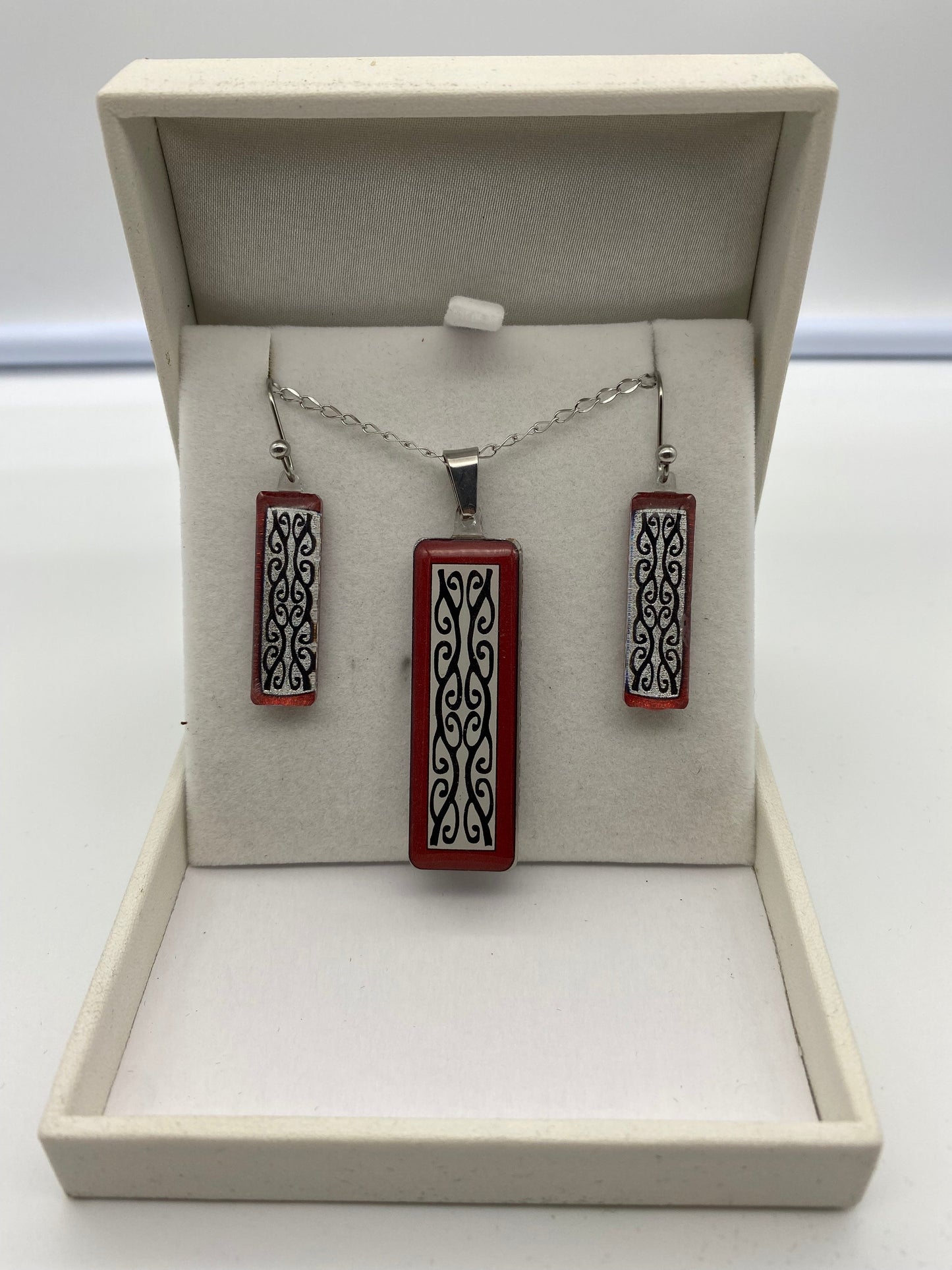 Resin Kowhaiwhai Pendant and Earring Set