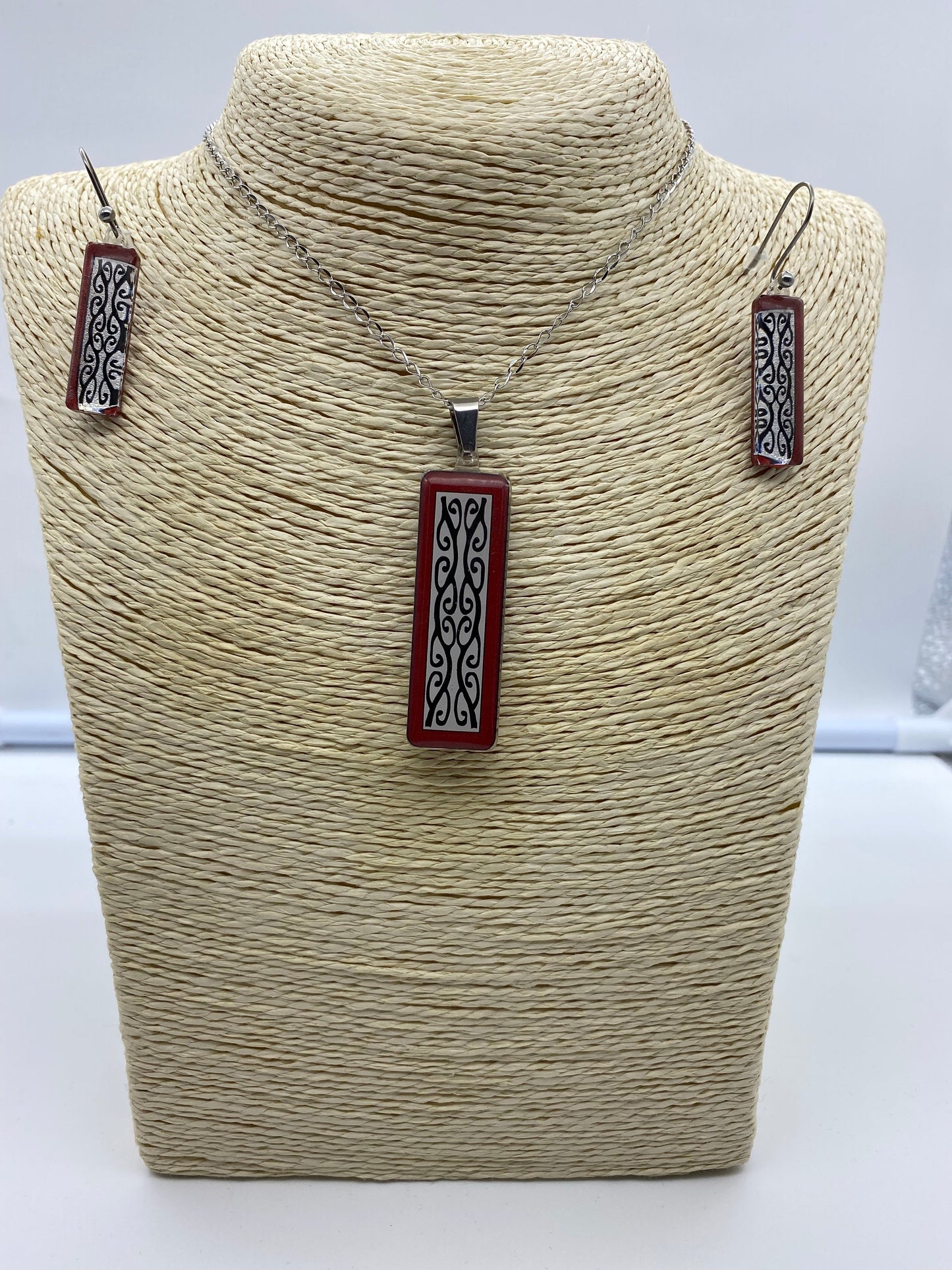 Resin Kowhaiwhai Pendant and Earring Set