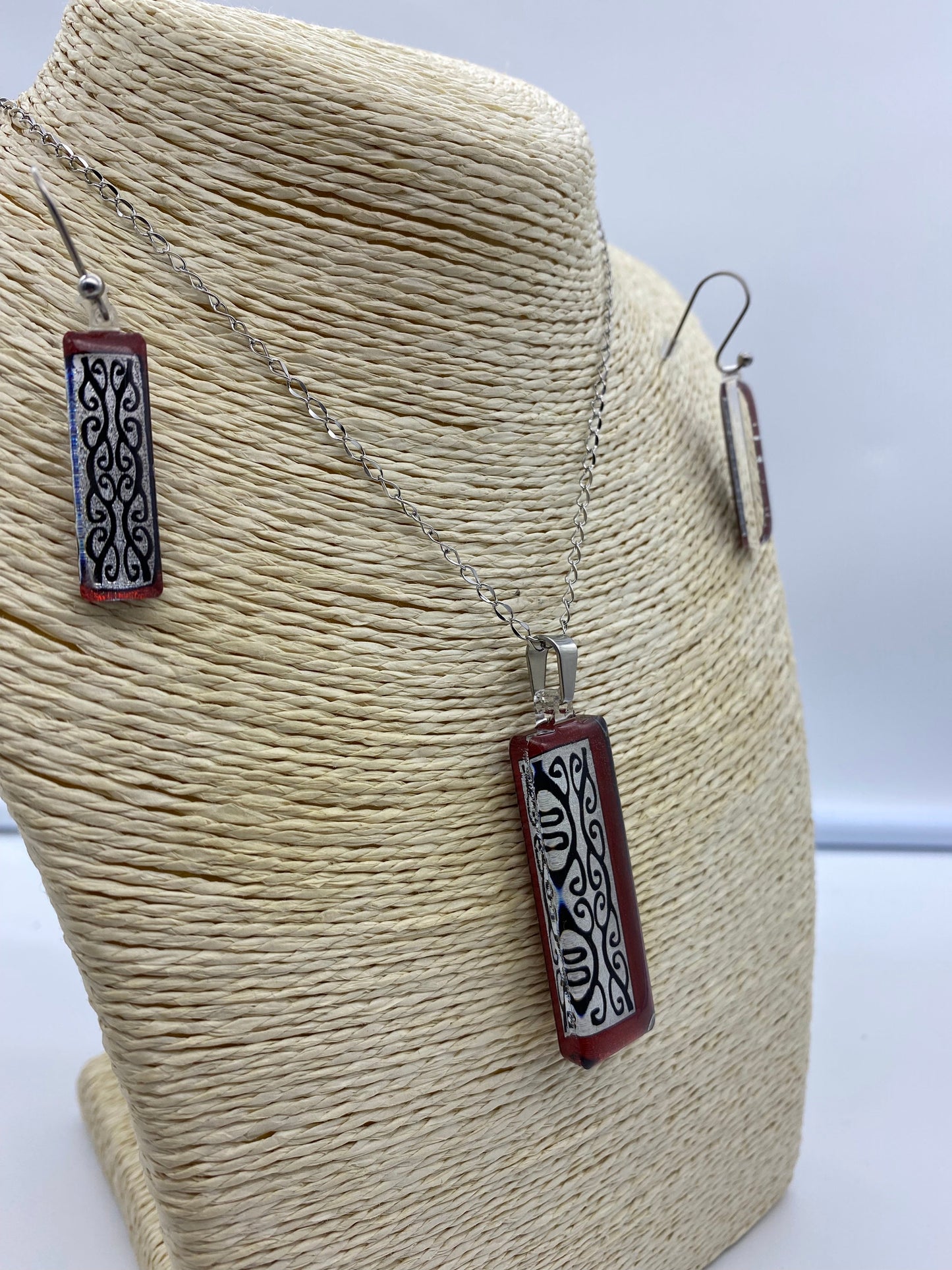 Resin Kowhaiwhai Pendant and Earring Set