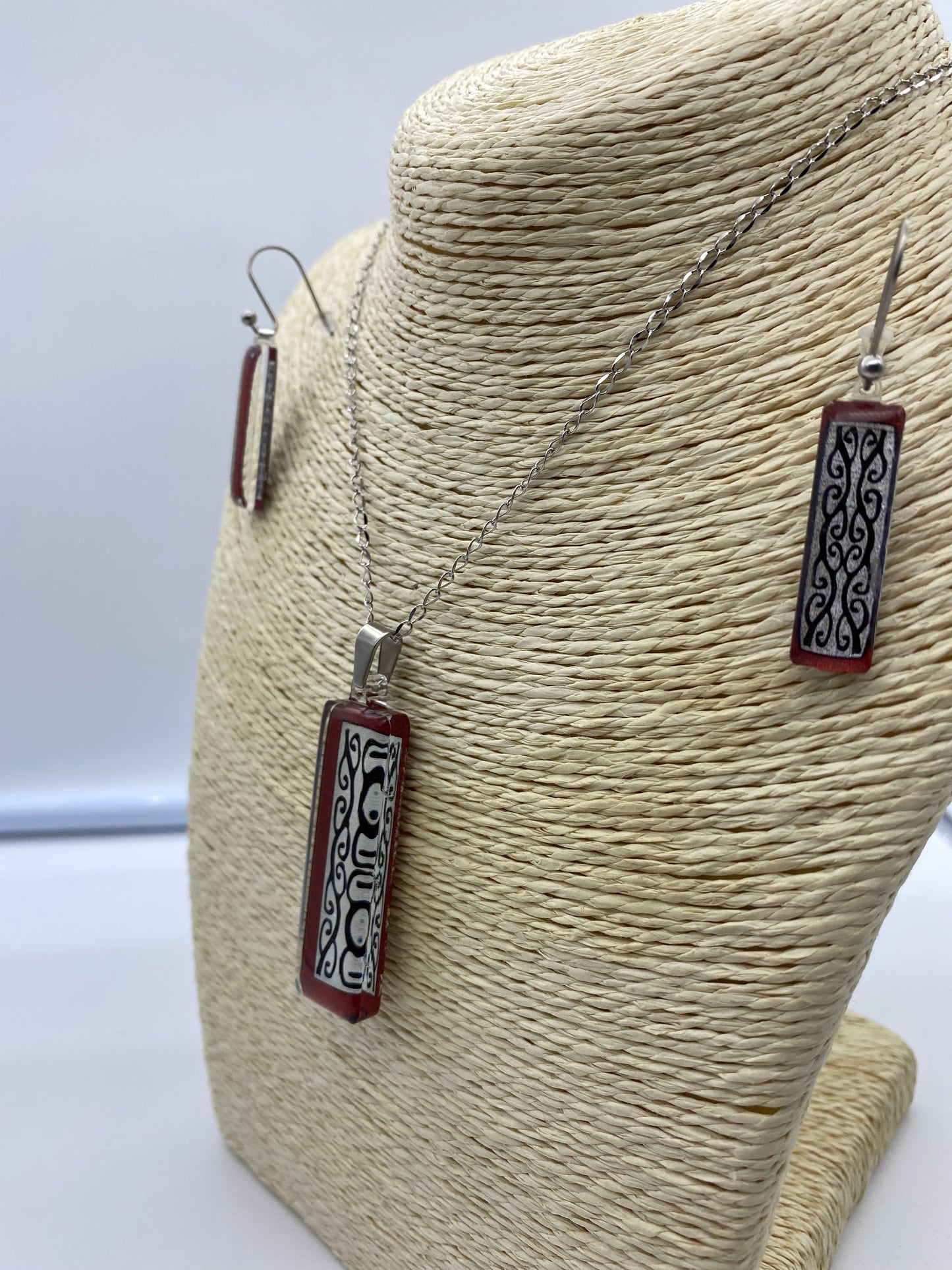 Resin Kowhaiwhai Pendant and Earring Set