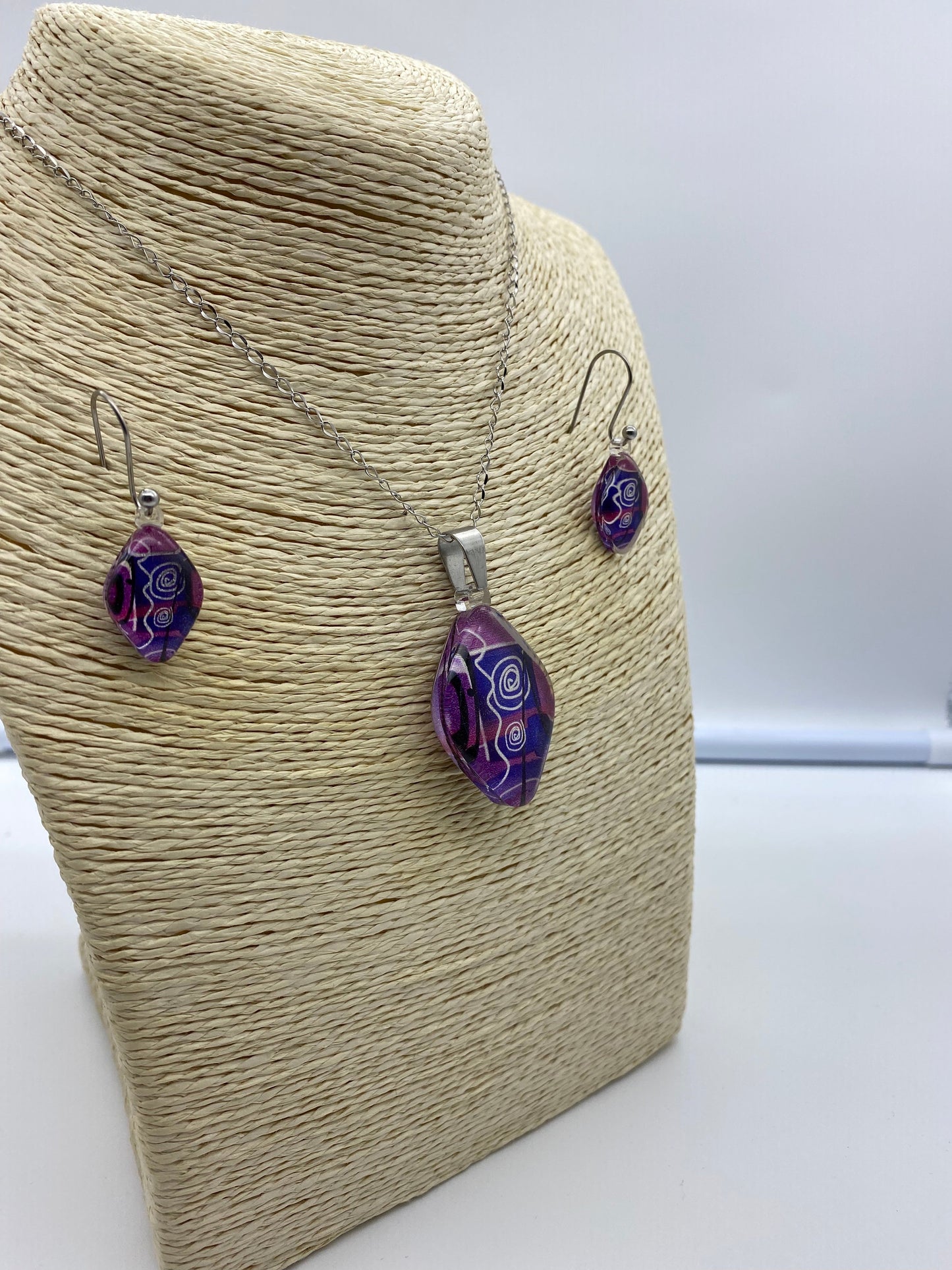 Resin Pendant and Earring Set #1