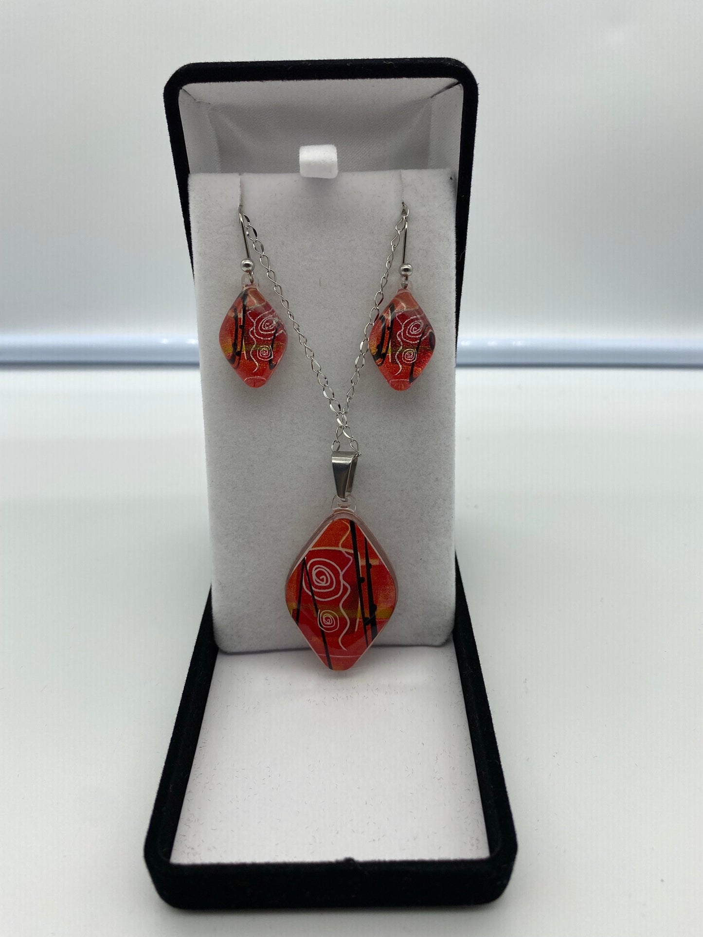 Resin Pendant and Earring Set #1