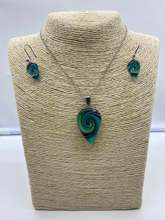 Resin Pendant and Earring Set #3