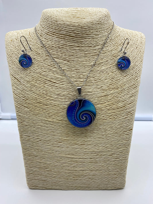 Resin Pendant and Earring Set #4