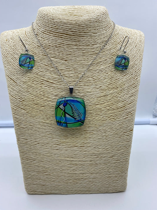 Resin Pendant and Earring Set #6