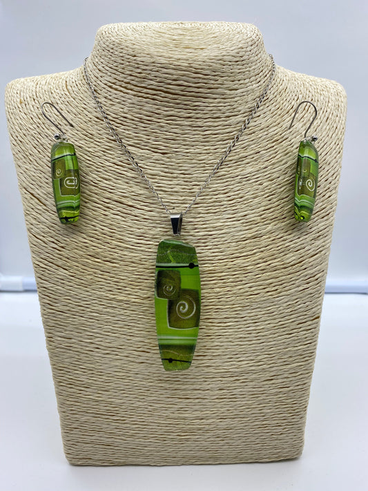 Resin Pendant and Earring Set #7